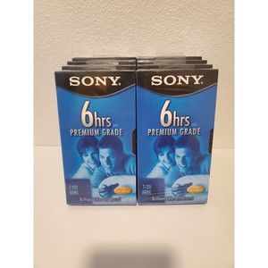 SONY blank VHS Tape Lot Of 8 Premium Grade 6 Hour New Sealed unopened